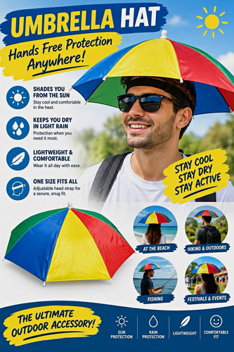 Multi colour umbrella hat cap - multi-colour,